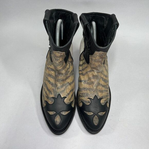 Golden Goose Ankle Boots Women's Size 7 Black Leather Western Cowboy Booties - Picture 3 of 14